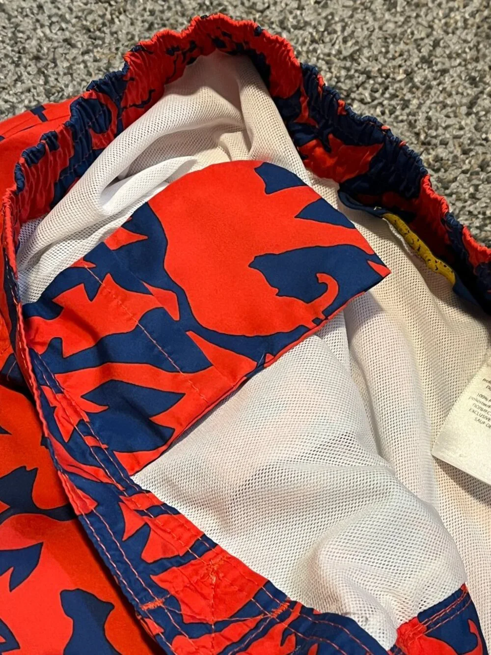 Polo Ralph Lauren Swim Trunk Mens M Red Blue Board Short Mesh Liner Jungle Print